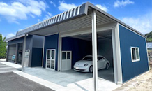 かっこいい倉庫、ガレージのカクイチ　新色ネイビーブルーの色味💙　A-SITE兵庫