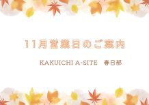 🍁11月営業日のお知らせ🍁カクイチA-SITE春日部店