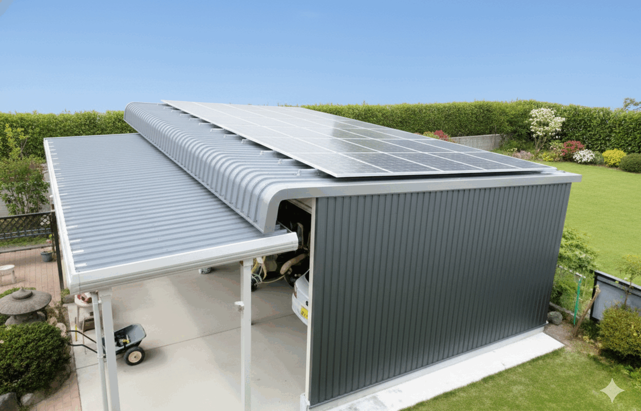 Garage × 太陽光パネルで、もっとおトクに。 倉庫・ガレージの屋根が「資産」に変わります