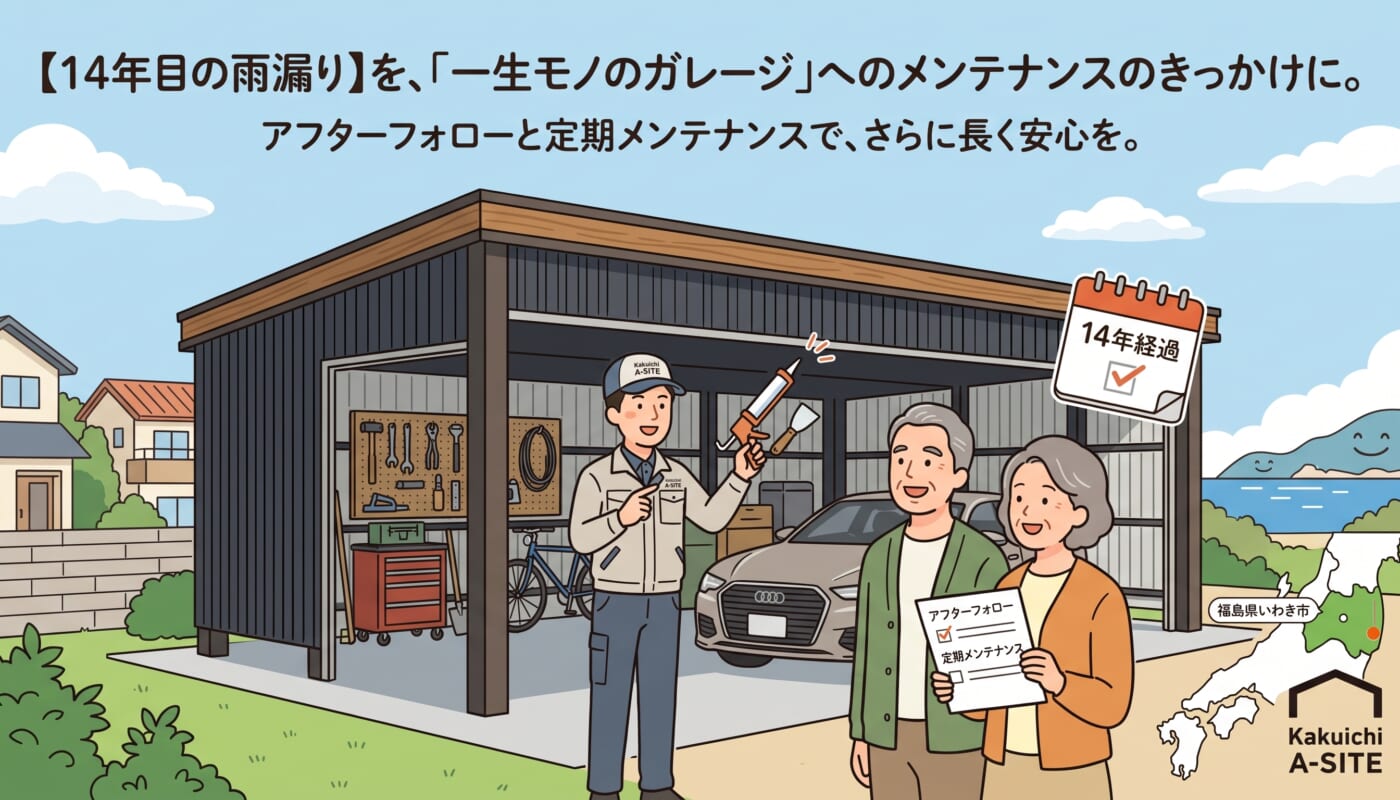 いわき市でガレージの雨漏り相談。建てたあとのアフターフォローも大切にしています♡