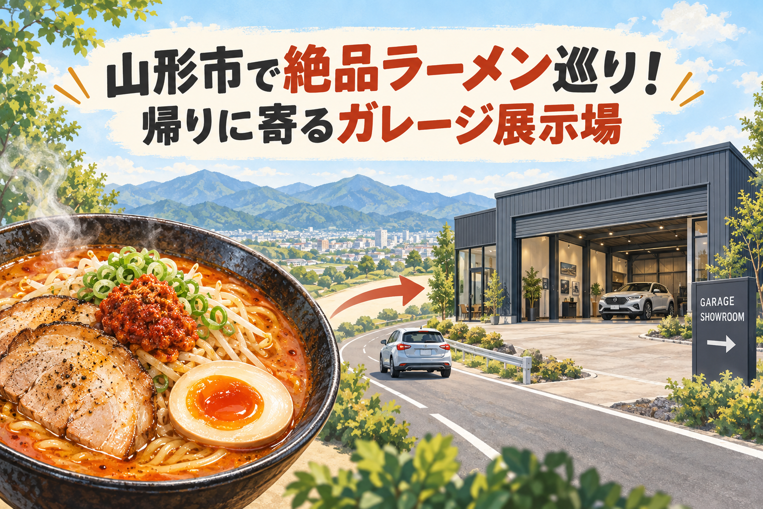 山形市で絶品ラーメン巡り！帰りに寄るガレージ展示場