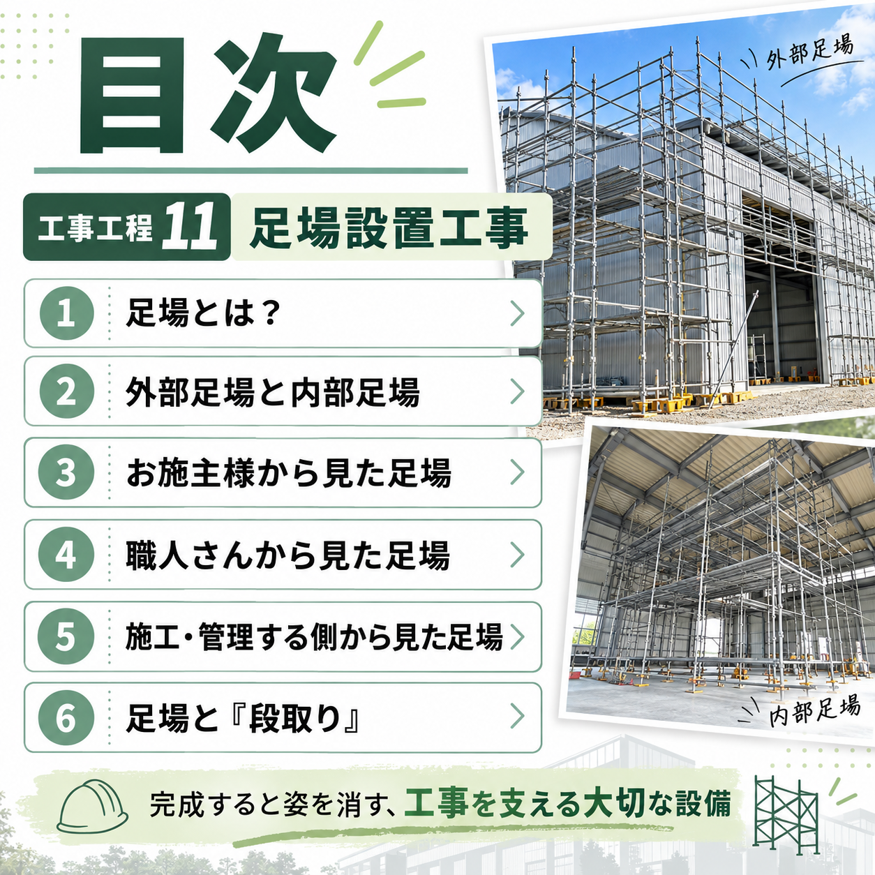 工事工程 11 足場設置工事 同じ足場でも、立場によって見え方が違う？
